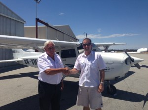 Congrats from my examiner Colin after passing the PPL test